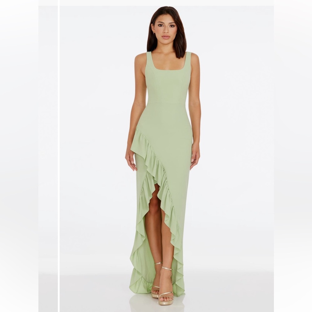 Dress The Population- Charlene Ruffle Gown Sage